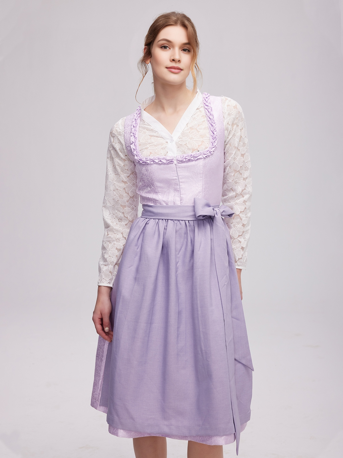 Dirndl samt braun in lila Variation