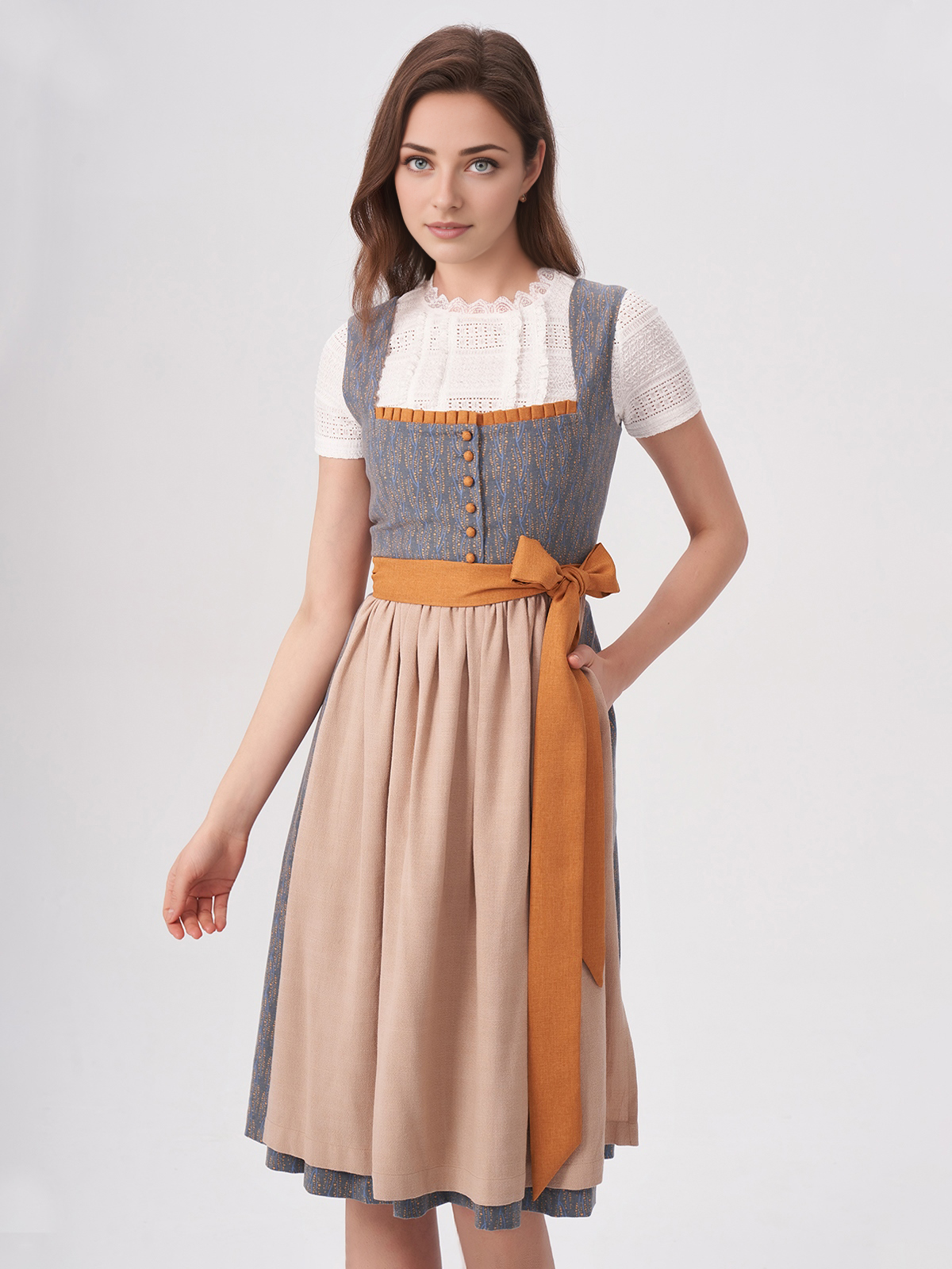 Elegantes blaues Ja Mei Dirndl