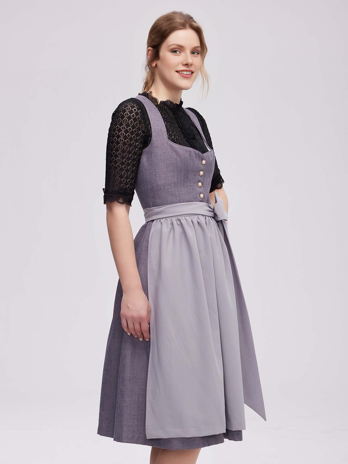 Moderne Dirndlbluse in Grau