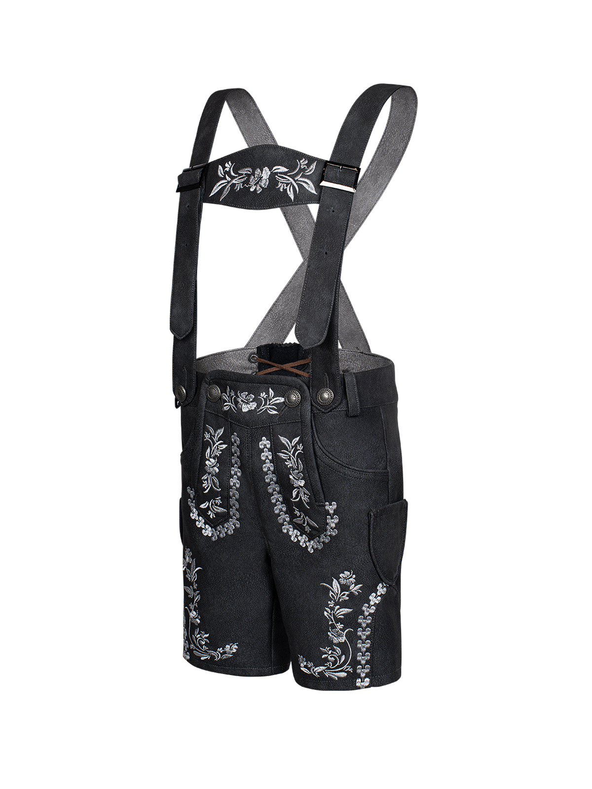 Ein graues Samt-Dirndl mit modernem Schnitt und traditionellen Details