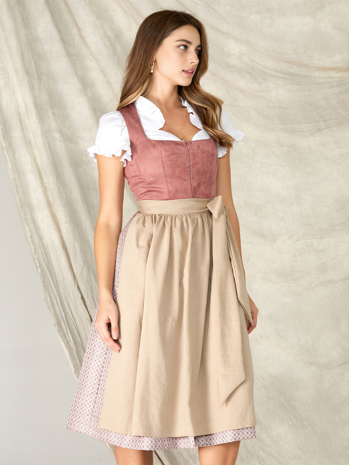Dirndl Samt in Rosa